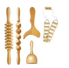 Birch Wood Anti-Cellulite Massage Roller Kit