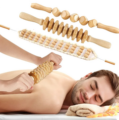 Birch Wood Anti-Cellulite Massage Roller Kit