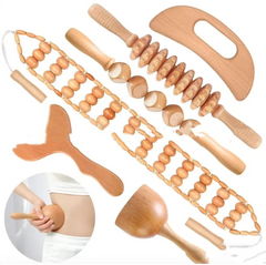 Birch Wood Anti-Cellulite Massage Roller Kit