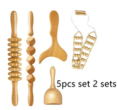 Birch Wood Anti-Cellulite Massage Roller Kit