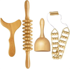 Birch Wood Anti-Cellulite Massage Roller Kit